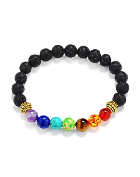 Faux Gemstone Lava Stone Bead Bracelet