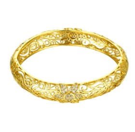 Z025-A Noble Zircon Carving Pattern Gold Bracelet