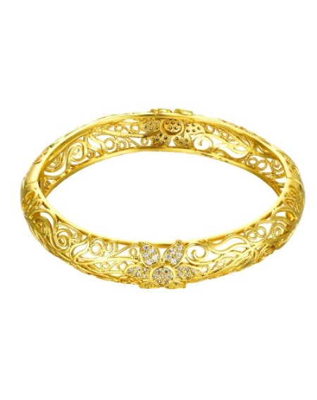 Z025-A Noble Zircon Carving Pattern Gold Bracelet