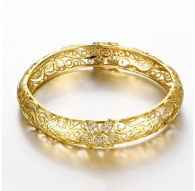 Z025-A Noble Zircon Carving Pattern Gold Bracelet