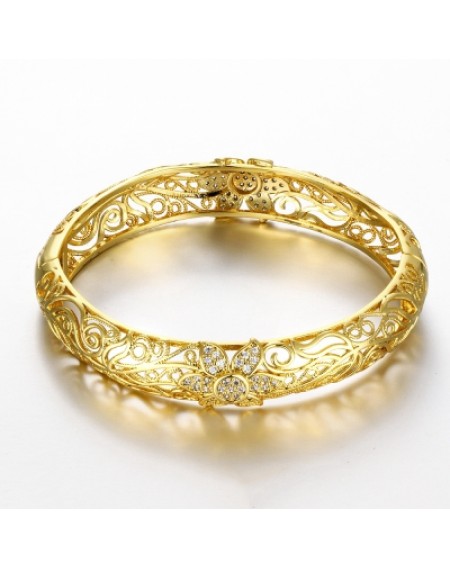 Z025-A Noble Zircon Carving Pattern Gold Bracelet