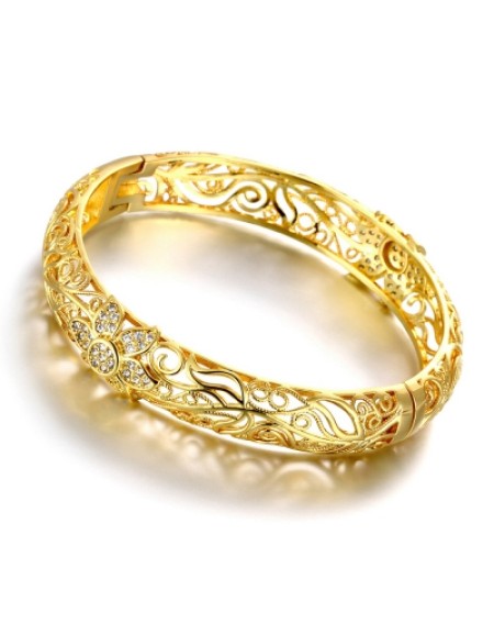 Z025-A Noble Zircon Carving Pattern Gold Bracelet