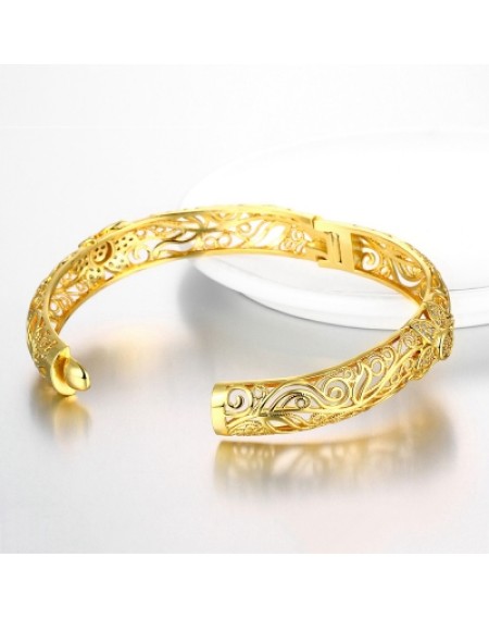 Z025-A Noble Zircon Carving Pattern Gold Bracelet