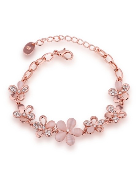 Environmental Protection Rose Gold Flower Czech Diamond Lady Bracelet