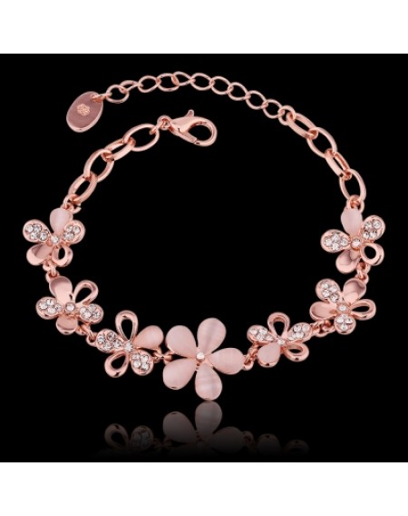 Environmental Protection Rose Gold Flower Czech Diamond Lady Bracelet