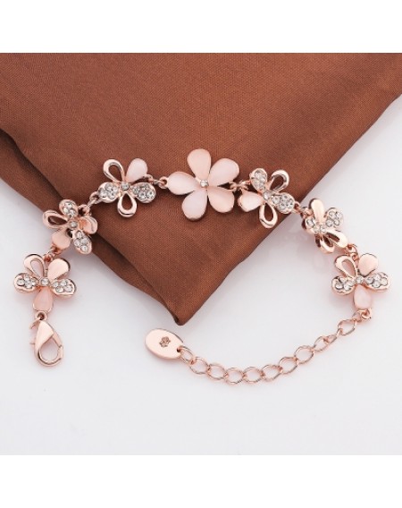 Environmental Protection Rose Gold Flower Czech Diamond Lady Bracelet