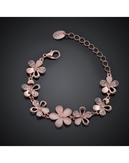 Environmental Protection Rose Gold Flower Czech Diamond Lady Bracelet