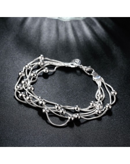 Five-Line Light Bead Bracelet Simple Ball Silver Lobster Clasp Bracelet