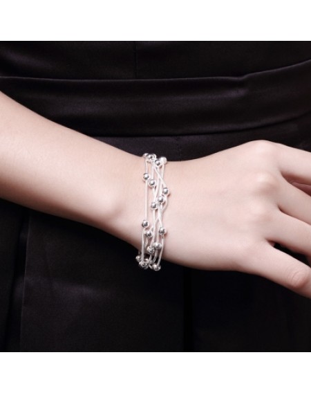 Five-Line Light Bead Bracelet Simple Ball Silver Lobster Clasp Bracelet