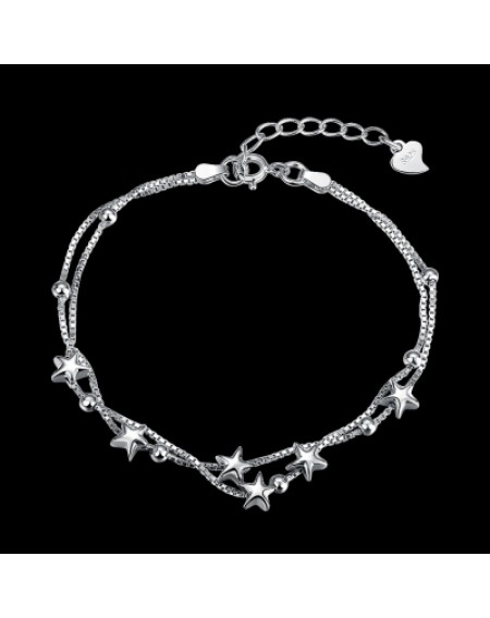 925 Pure Silver Romantic Star Bracelet