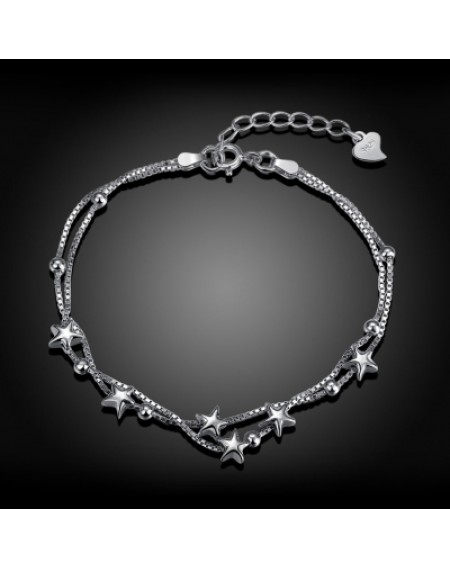 925 Pure Silver Romantic Star Bracelet