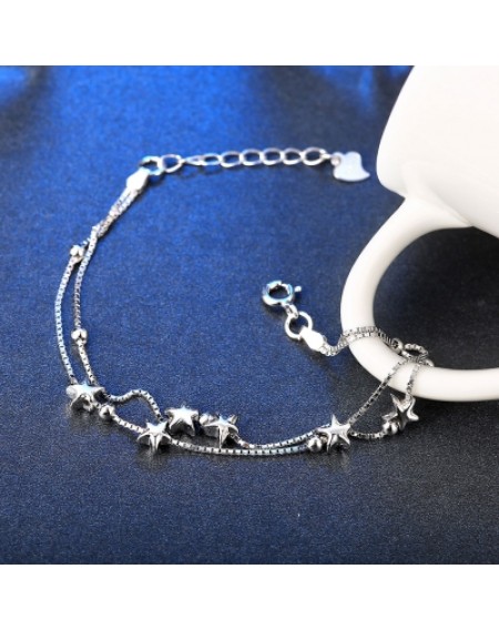 925 Pure Silver Romantic Star Bracelet