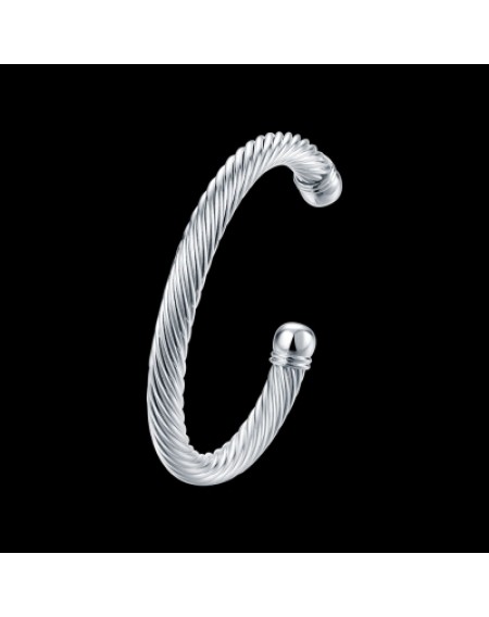 Male Twist Rope Bracelet Fashion Circular Shape Silver Bracelet