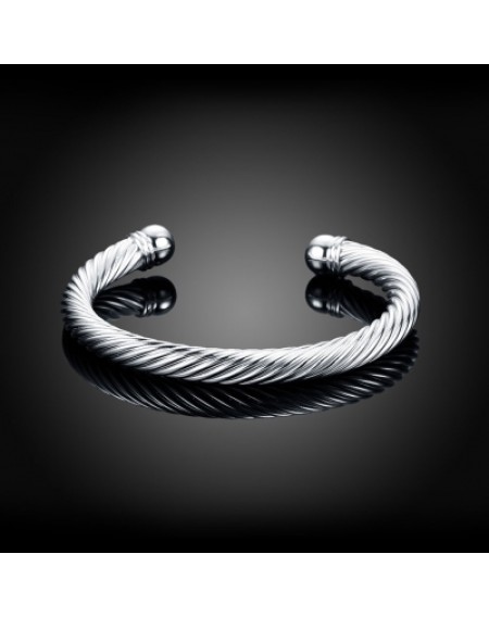 Male Twist Rope Bracelet Fashion Circular Shape Silver Bracelet