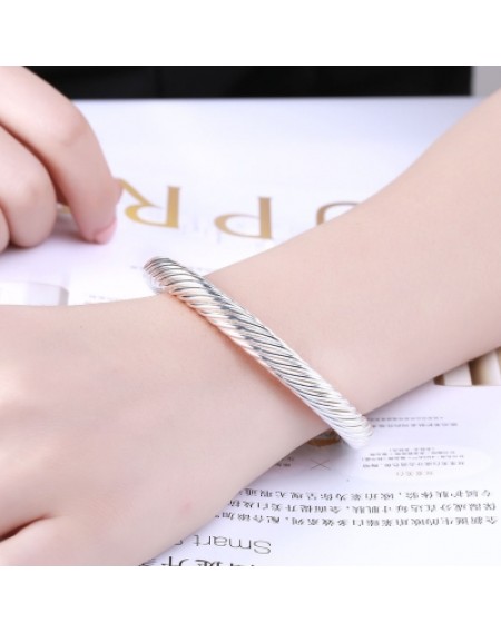 Male Twist Rope Bracelet Fashion Circular Shape Silver Bracelet