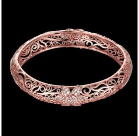 Fashion K Gold Zircon Carving Pattern Female Rose Gold Bracelet