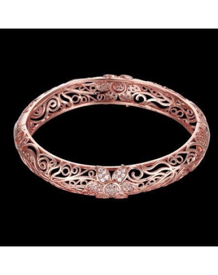 Fashion K Gold Zircon Carving Pattern Female Rose Gold Bracelet