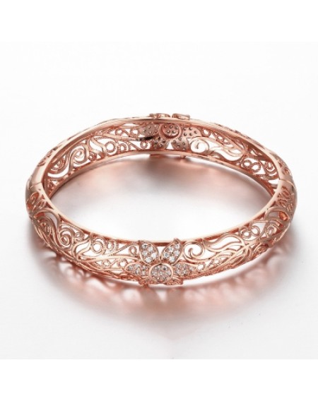 Fashion K Gold Zircon Carving Pattern Female Rose Gold Bracelet