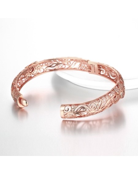 Fashion K Gold Zircon Carving Pattern Female Rose Gold Bracelet