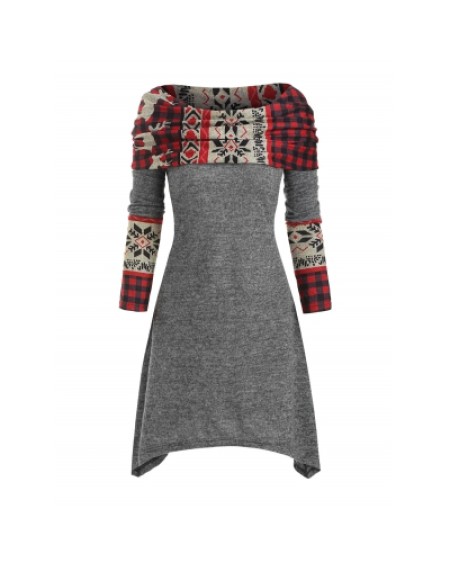 Christmas Elk Plaid Dress