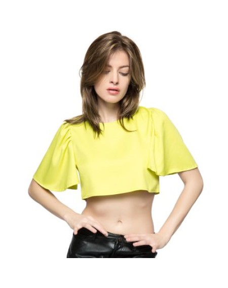 Ruffled Solid Color Crop Top