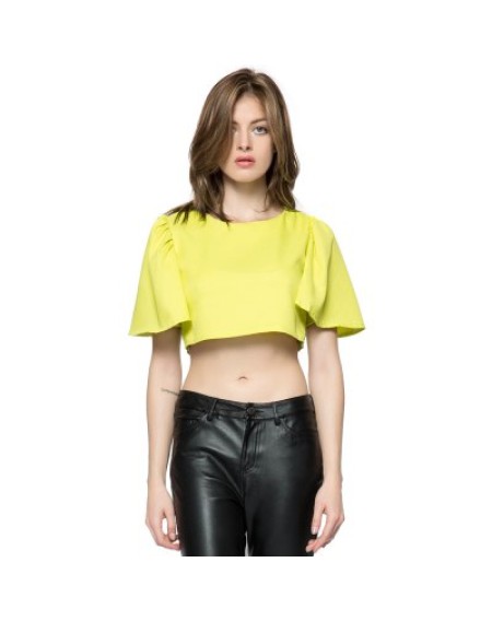 Ruffled Solid Color Crop Top