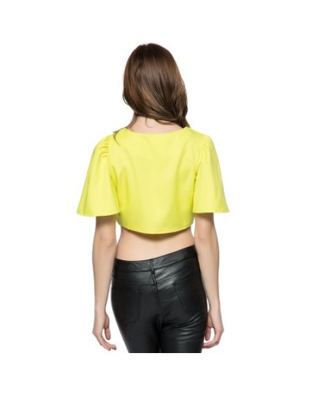 Ruffled Solid Color Crop Top