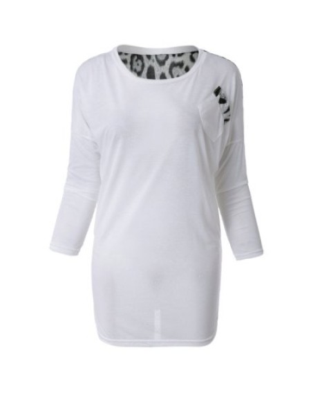 Korean Fashion and Mix-Matched Style Leopard Print Embellished Loose Bat-Wing Sleeves T-shirt For Wo