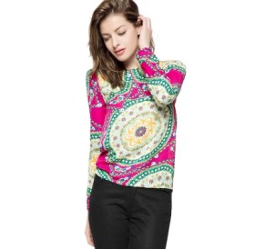 Floral Print Long Sleeve Chiffon Shirt