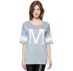 Scoop Neck Loose-Fitting Printed 3/4 Length Sleeve T-shirt For Women