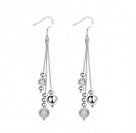 Simple Long Silver Drop Earrings