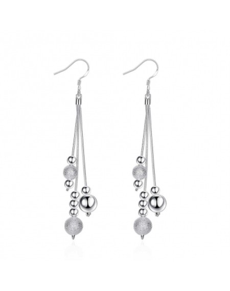 Simple Long Silver Drop Earrings