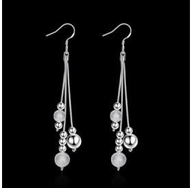 Simple Long Silver Drop Earrings