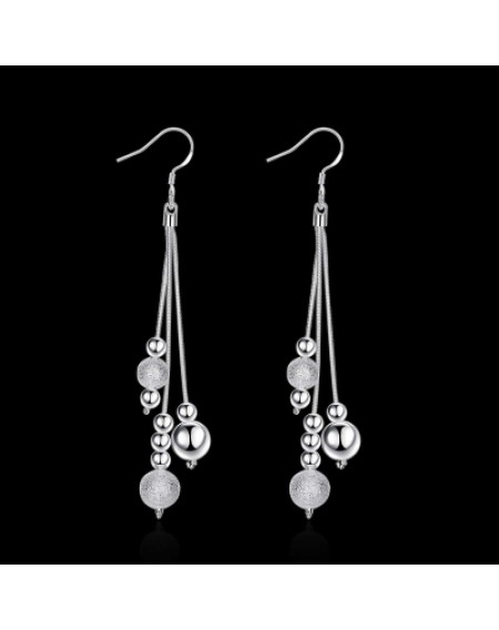 Simple Long Silver Drop Earrings