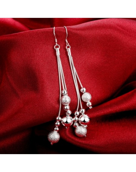 Simple Long Silver Drop Earrings