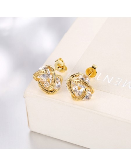 Zircon Earring with Thread Ball