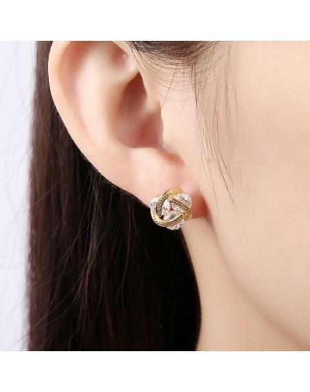 Zircon Earring with Thread Ball