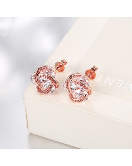 Zircon Earring with Thread Ball