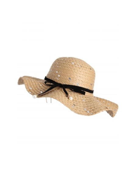 Detachable Ribbon Bowknot Sequin Straw Hat