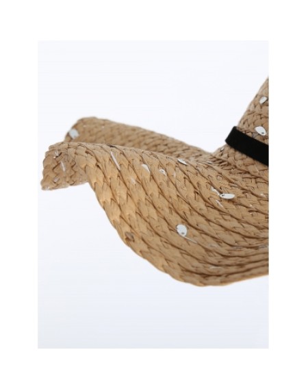 Detachable Ribbon Bowknot Sequin Straw Hat