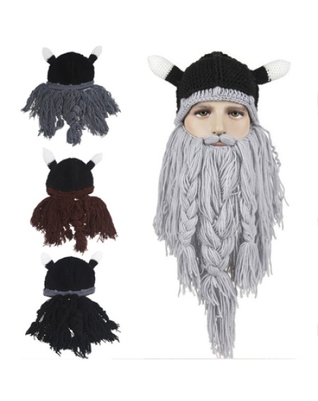 Winter warm and windproof viking beard beanie hat