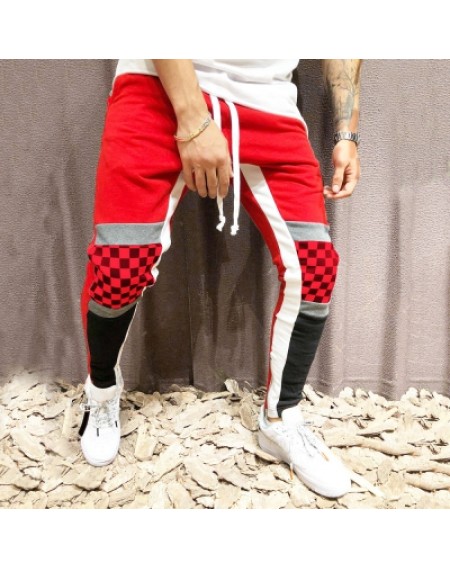 Colorblock Checked Print Track Pants