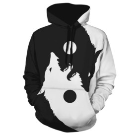 Wolf Print Casual Hoodie