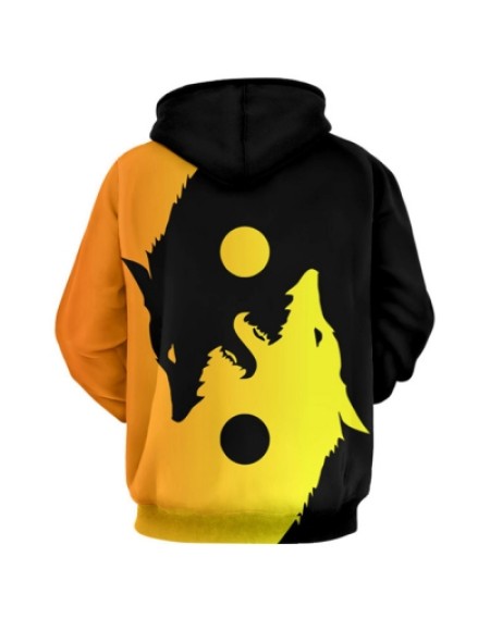 Wolf Print Casual Hoodie