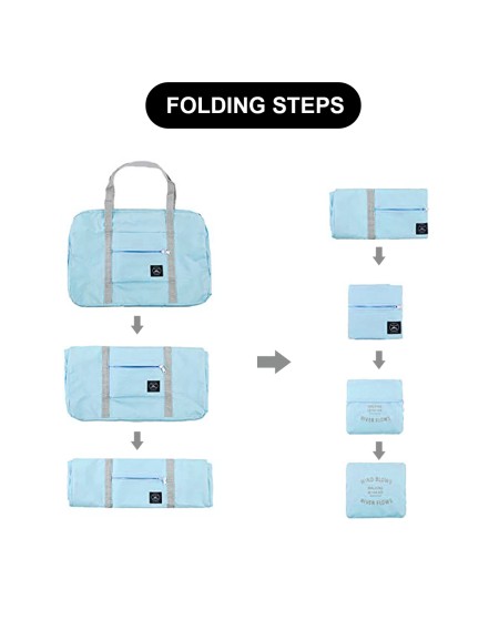 Travel Portable Folding Storage Bag Large Capacity Waterproof Bag A141-017 Light Blue