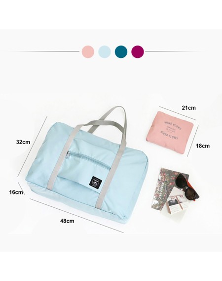 Travel Portable Folding Storage Bag Large Capacity Waterproof Bag A141-017 Light Blue