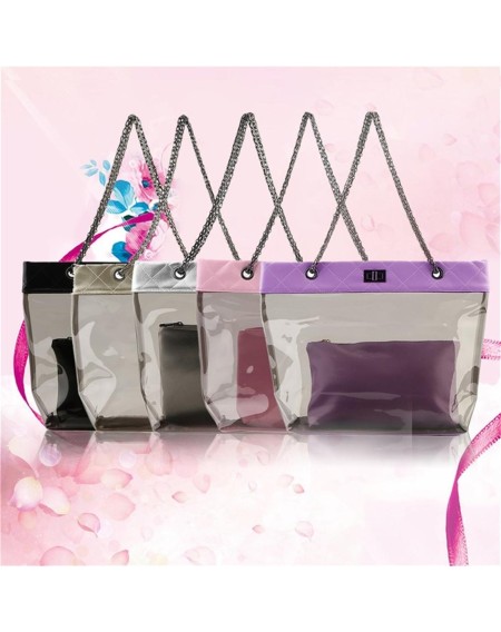 Womens Jelly Clear Transparent Tote PU Leather Chain Bag Shoulder Bags Handbag