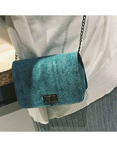 Women Corduroy Single Shoulder Bag Casual Female Ladies Chain Crossbody Bag