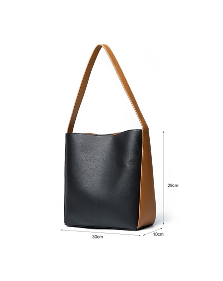 DDD Bucket Bag Korean Style Simple Female Shoulder Adjustable Large Capacity D6084 Black