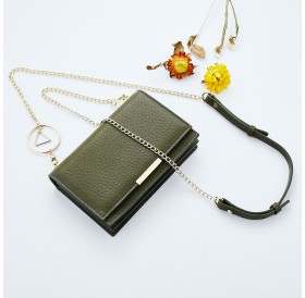 Lady Fashion Simple Shoulder Bag Chain Belt Mini Bag JY704A Dark Green